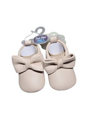 First Steps Baby Bow Moccasins - Cream (Size 1) - NWT